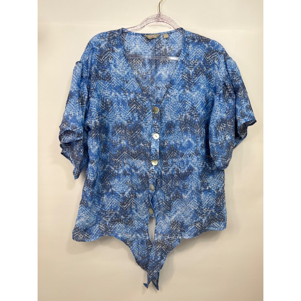 Coral Bay Button Down Short Sleeve Lightweight Beautiful Print Womens Sz Large